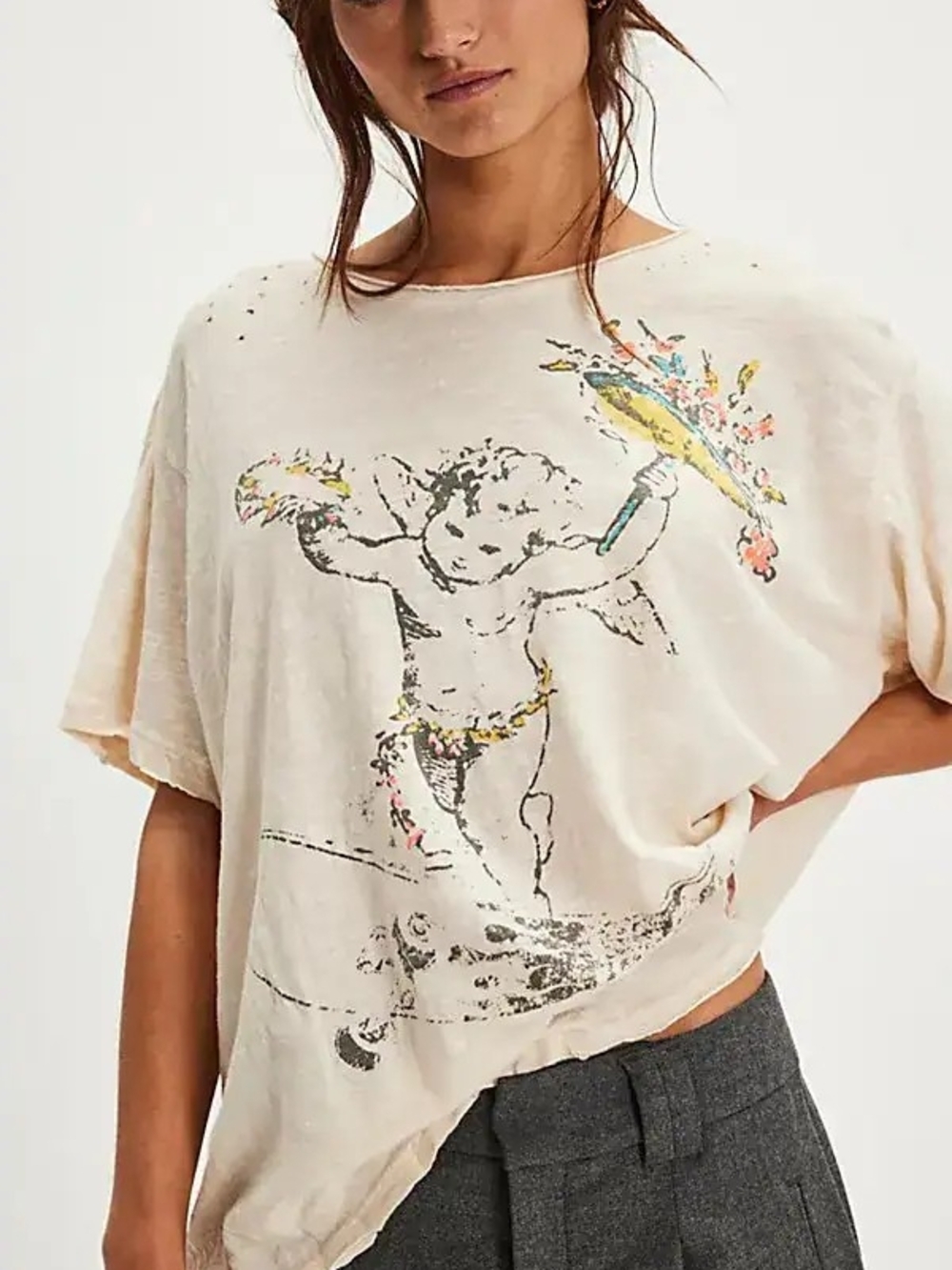 Magnolia Pearl💯Cotton Edge Of Tomorrow Tee In Moon Oversized One Size Fits Most